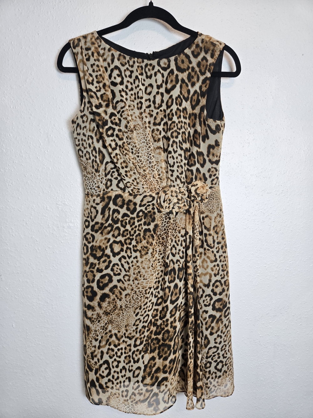 Jones New York Leopard Print Sleeveless Dress with Rosette Belt